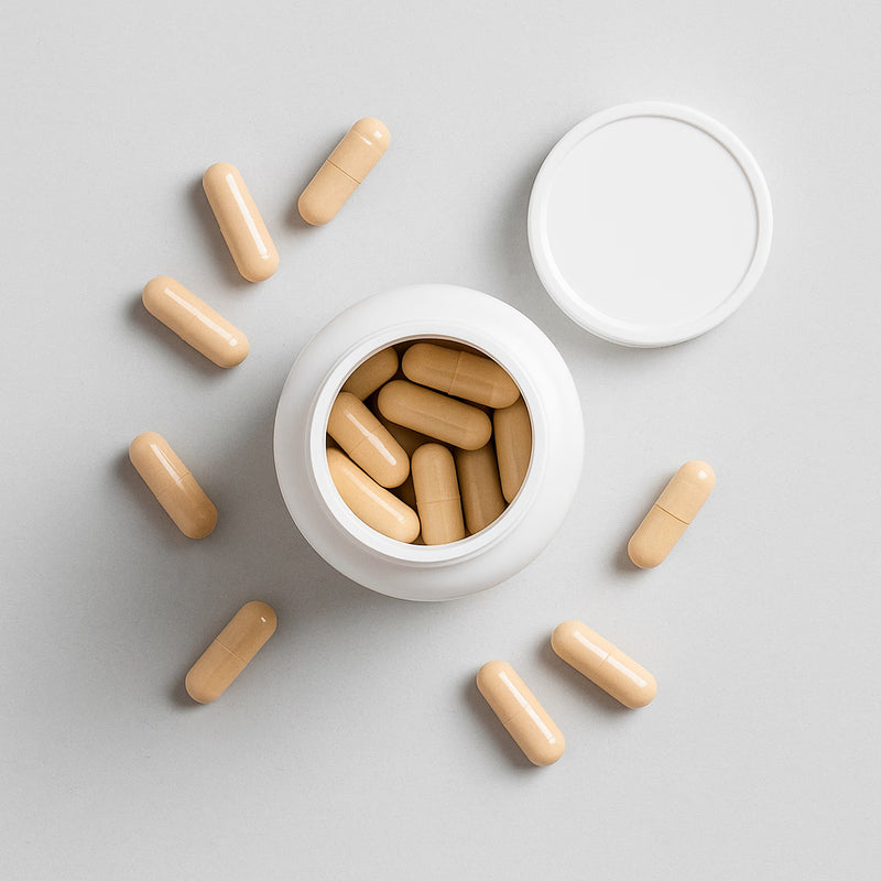 embalagem de suplementos com tampa aberta