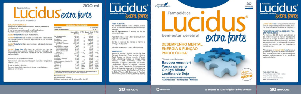 composição de Lucidus Extra-forte 30 Ampolas - farmodiética