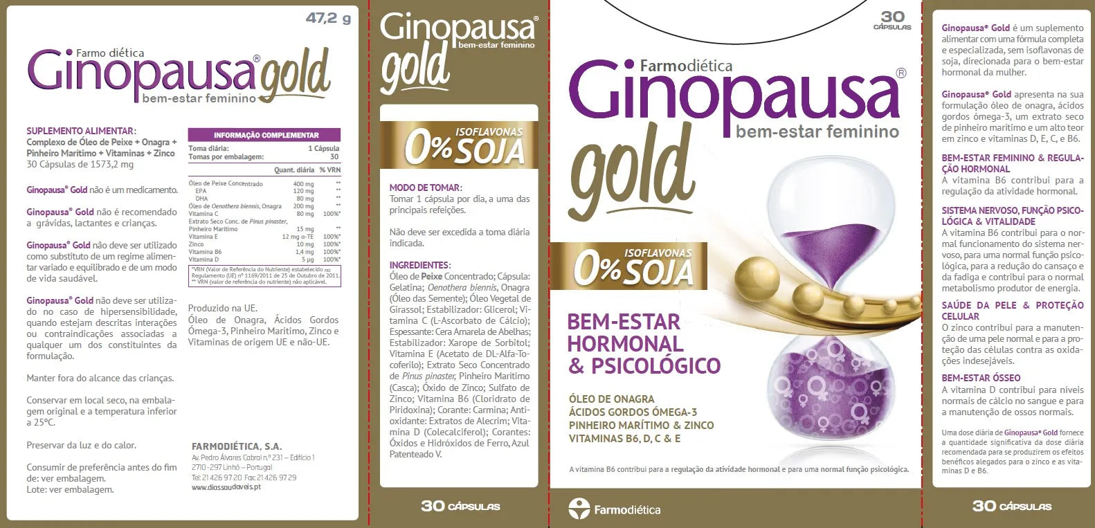 Composição de  Ginopausa Gold 30 Cápsulas - Halosensation - Farmodiética