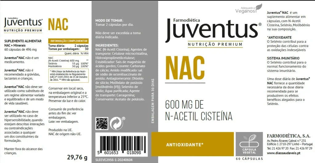 Juventus Premium NAC 600 mg 60 Cápsulas