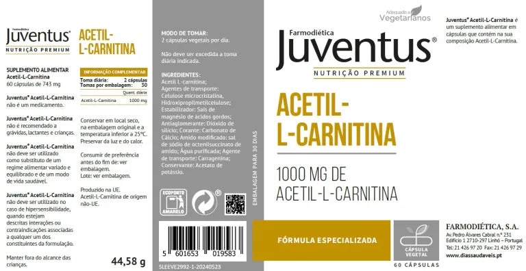 Composição de Juventus acetil l carnitina tras- Farmodiética