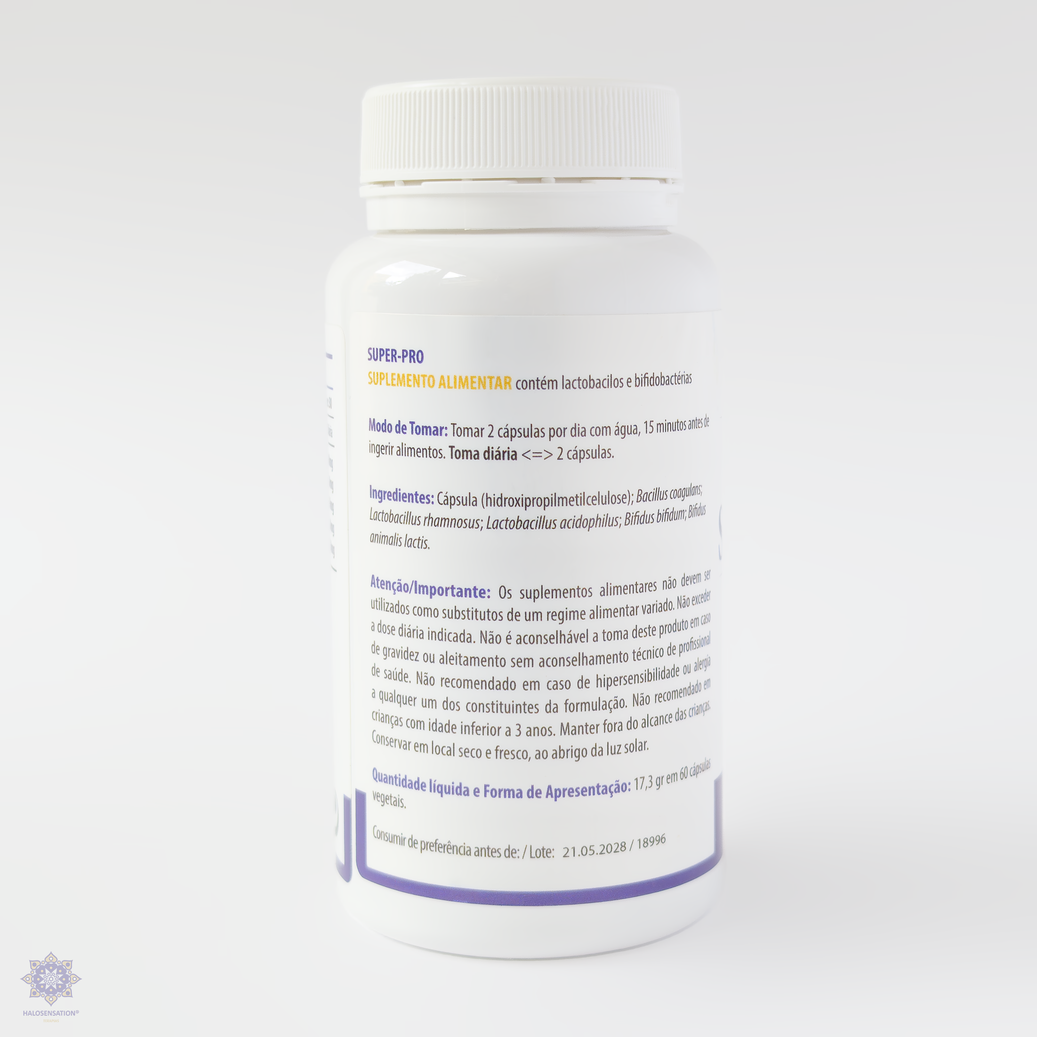 composição de Super Probiótico - suporte digestivo - saúde digestiva - halosensation