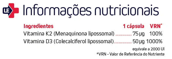 composição de Vitamina D3 + K2 Lipossomal Liposomia 30 Cápsulas - Halosensation - justnat