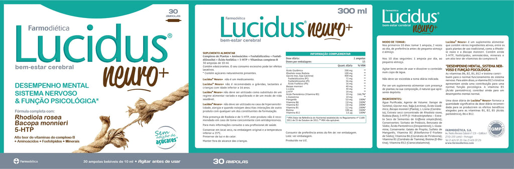 composição de  Lucidus Neuro 30 Ampolas - farmodiética