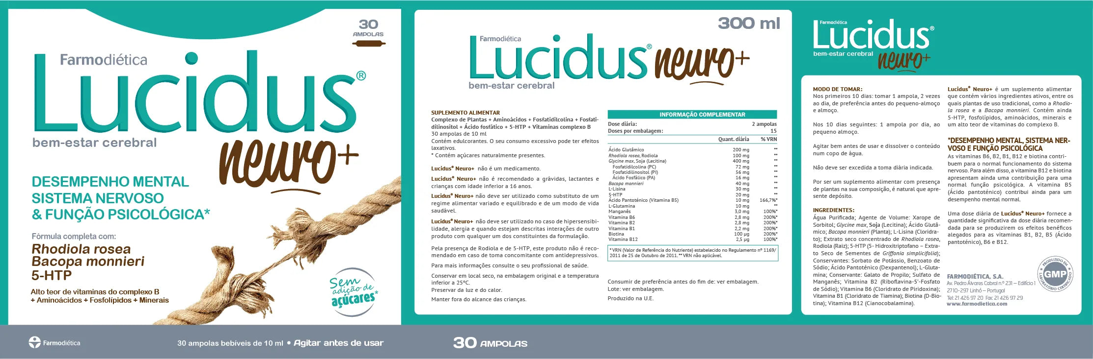 composição de  Lucidus Neuro 30 Ampolas - farmodiética
