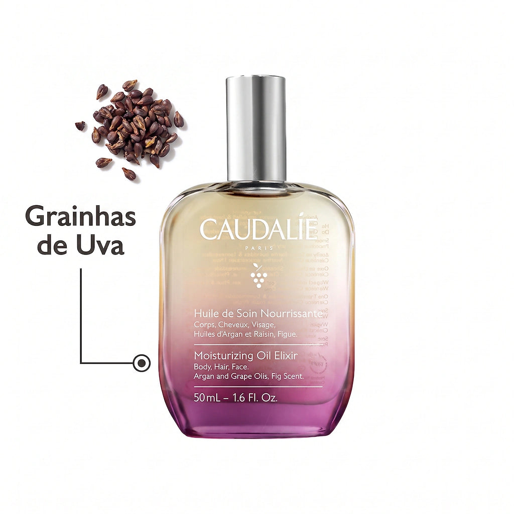 Caudalie Óleo de Cuidado Alisador e Luminosidade 50ml - Óleo Multiusos com Argão e Figo da Índia