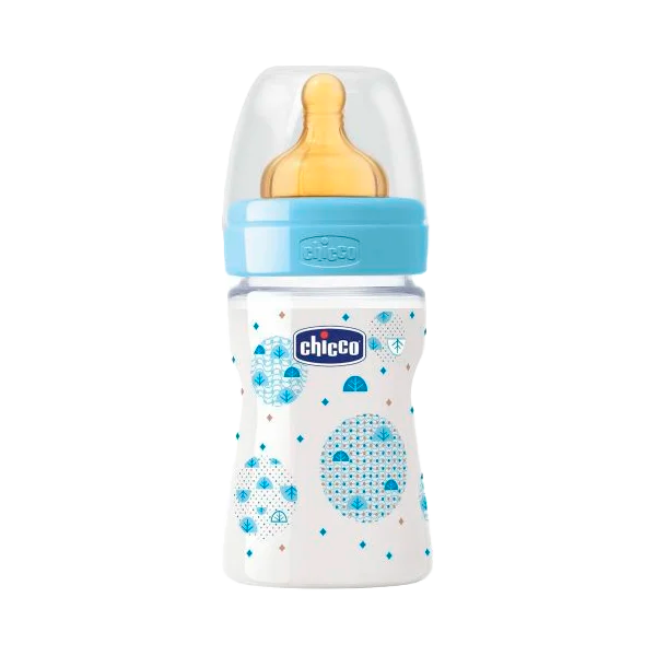 Chicco Well Being Biberão Vidro Fluxo Normal 0m+ 150ml Azul