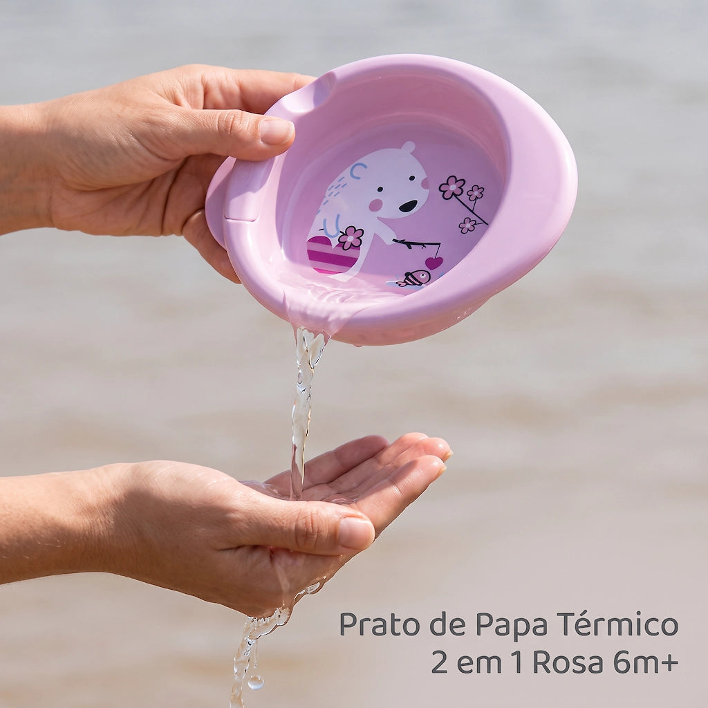 Chicco Prato de Papa Térmico Warmy Plate 2 em 1 Rosa 6m+ - Base Antiderrapante