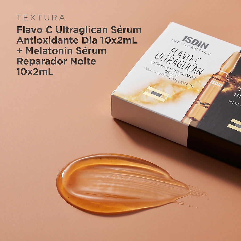 ISDIN Flavo-C Ultraglican Dia + Melatonin Noite - Pack de Sérum 10x2ml Cada