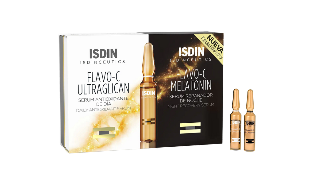 Isdin Flavo C Ultraglican Sérum Antioxidante Dia 10x2mL + Melatonin Sérum Reparador Noite 10x2mL