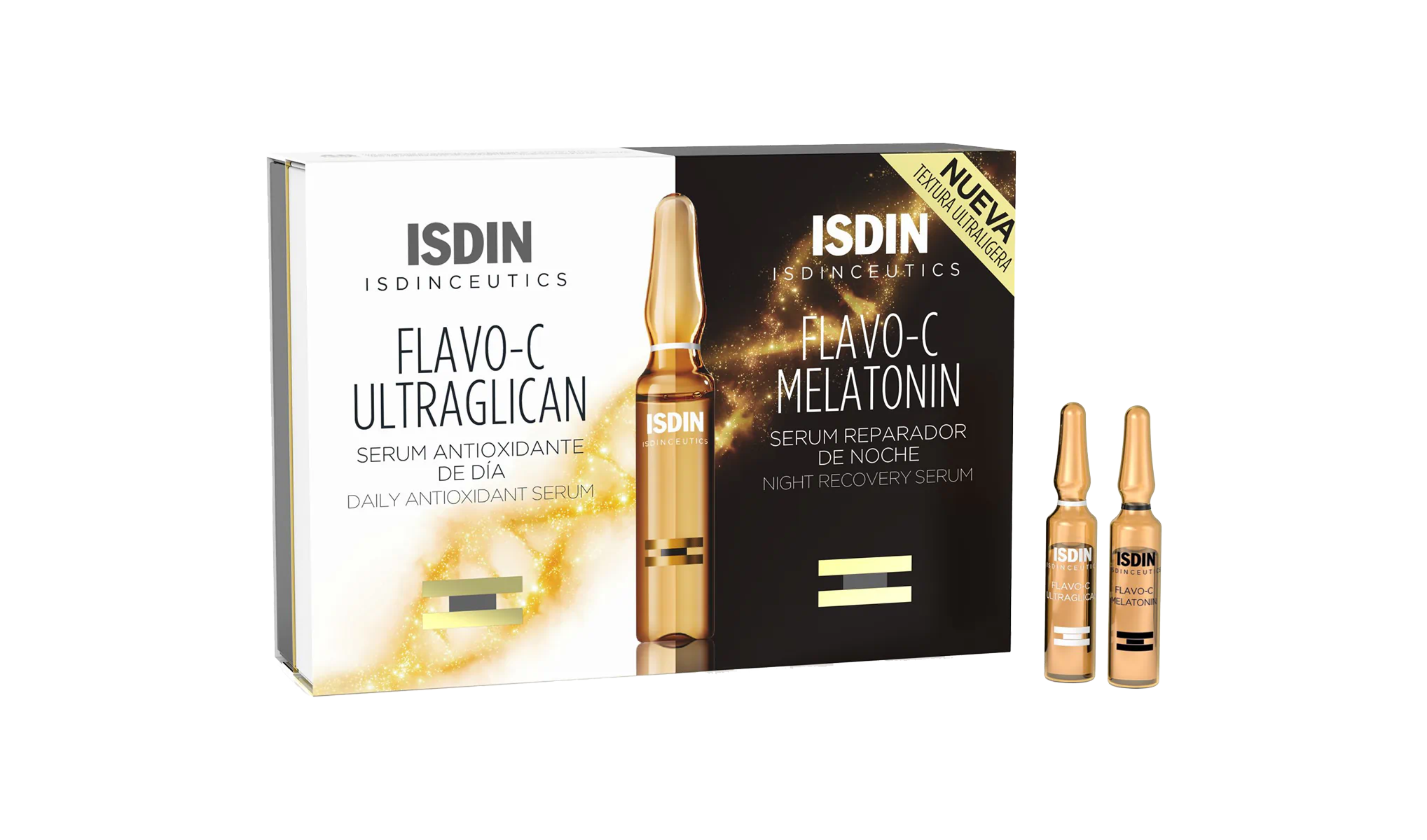 Isdin Flavo C Ultraglican Sérum Antioxidante Dia 10x2mL + Melatonin Sérum Reparador Noite 10x2mL