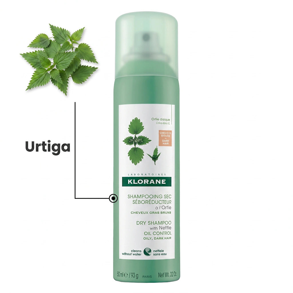Klorane Ortiga Champô Seco Seborregulador 150ml - Volume para Cabelo Castanho