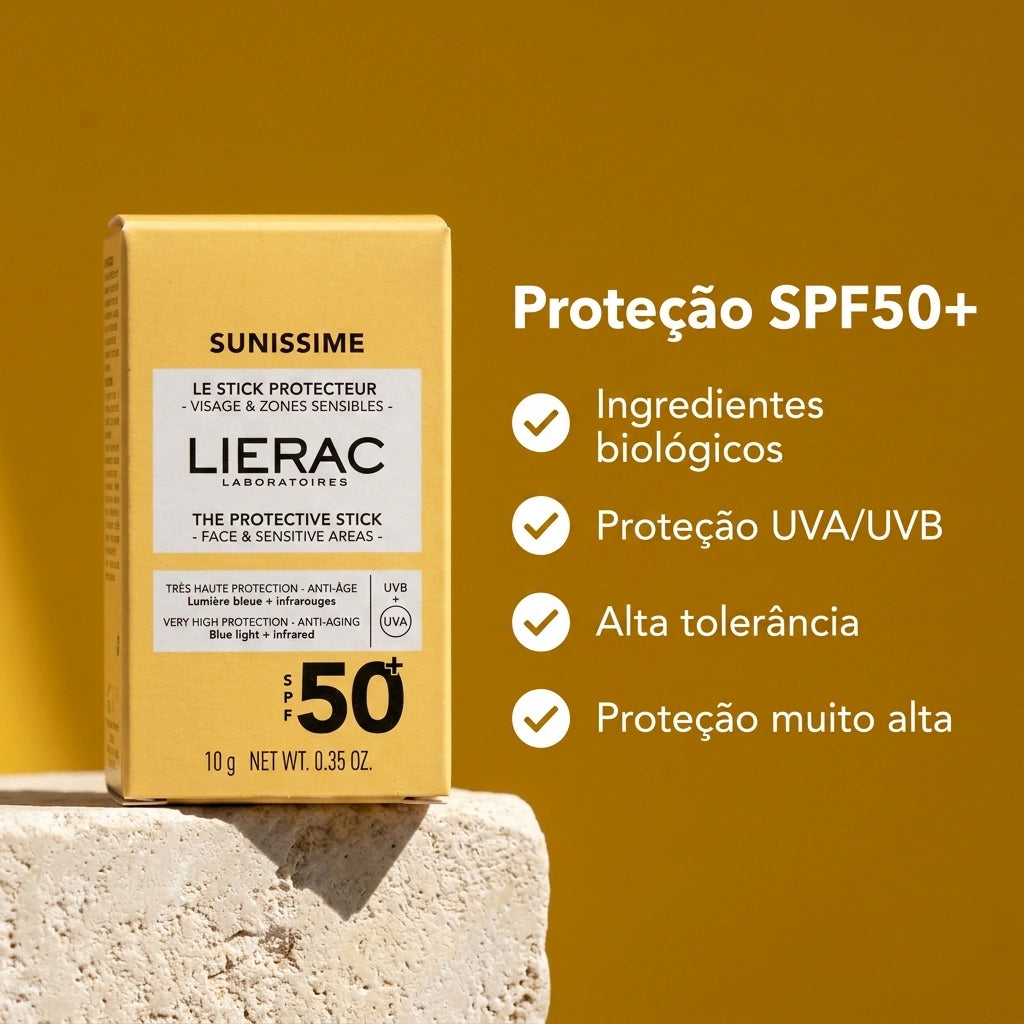 Lierac Sunissime Stick Protetor SPF50+ 10g - Para Contorno de Olhos e Zonas Sensíveis