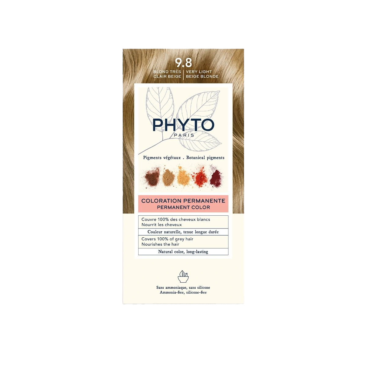 Phyto Phytocolor Coloração Permanente sem Amoníaco Tom 9.8 Louro Bege