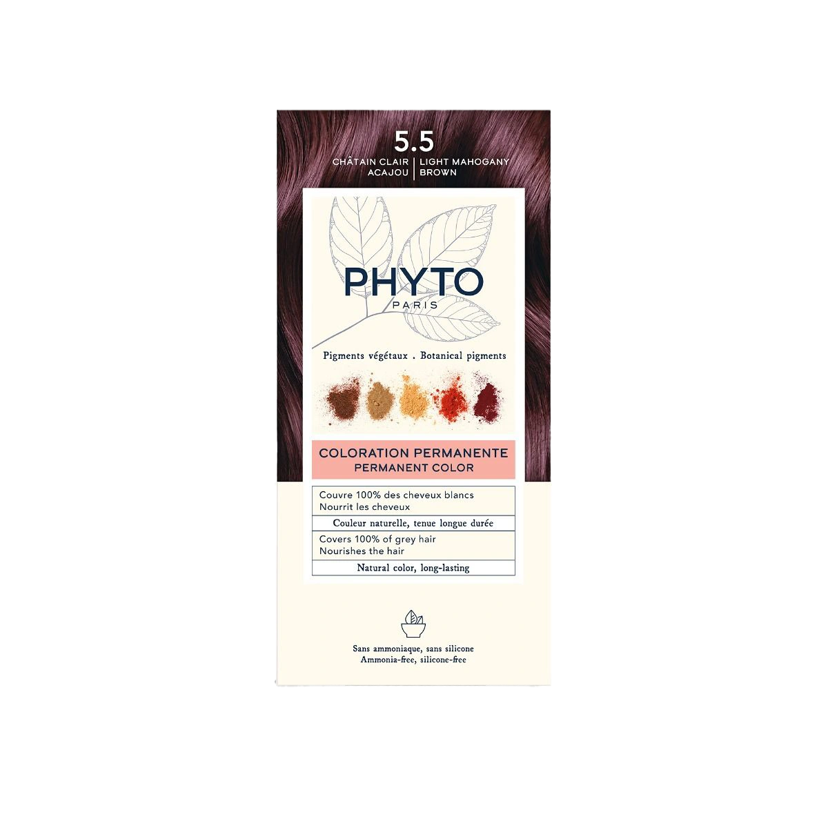 Phyto Coloração Permanente Tom 5.5 Castanho Claro Caju