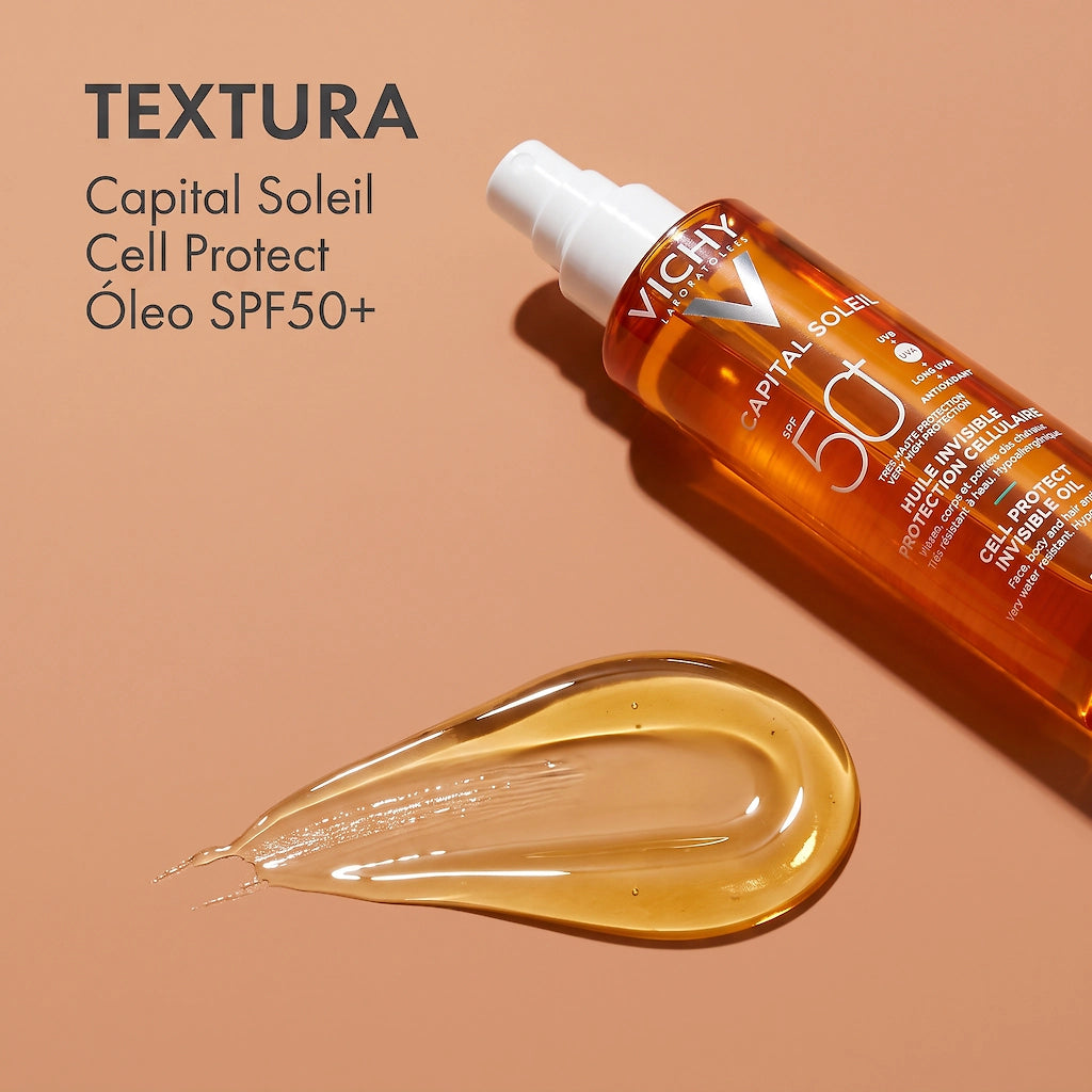 Vichy Capital Soleil Cell Protect Óleo SPF50+ 200ml - Rosto, Corpo e Cabelo